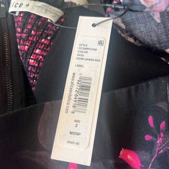 NWT Alice + Olivia Womens Mini Dress Emmalou Stretch Cotton Tiered size 2 $440 - Picture 8 of 10